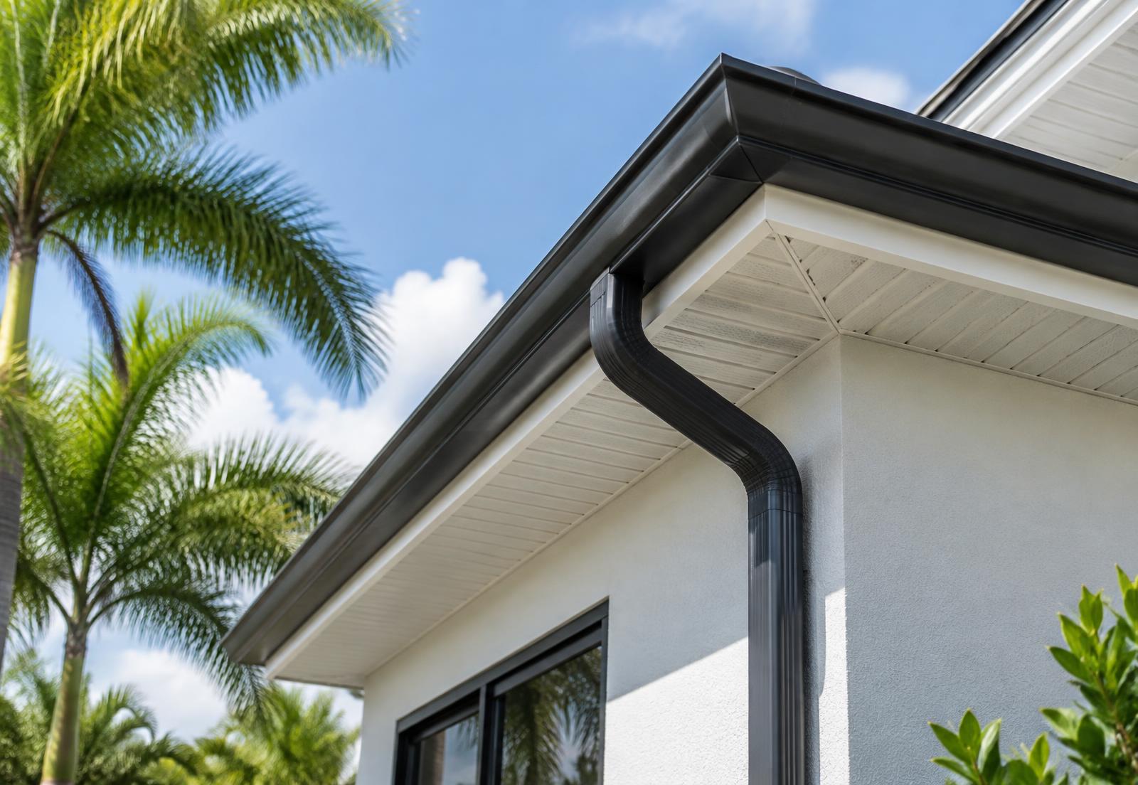 Florida home roofline showing gutter, soffit and fascia details